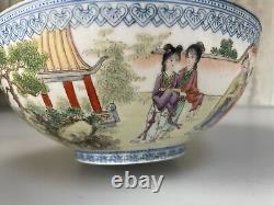 CHINESE ANTIQUE FAMILLE ROSR PORCELAIN EGGSHELL BOWL 18.5CM WIDE 132g WEIGHT