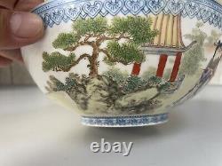 CHINESE ANTIQUE FAMILLE ROSR PORCELAIN EGGSHELL BOWL 18.5CM WIDE 132g WEIGHT