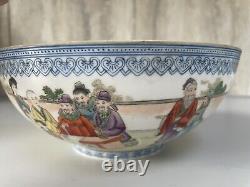 CHINESE ANTIQUE FAMILLE ROSR PORCELAIN EGGSHELL BOWL 18.5CM WIDE 132g WEIGHT