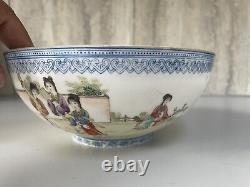 CHINESE ANTIQUE FAMILLE ROSR PORCELAIN EGGSHELL BOWL 18.5CM WIDE 132g WEIGHT