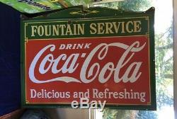 COCA COLA 1933 PORCELAIN Enamel Hand Painted SIGN Vintage Coke Rare