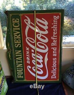 COCA COLA 1933 PORCELAIN Enamel Hand Painted SIGN Vintage Coke Rare