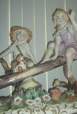 Capodimonte CHILDREN ON THE SEE-SAW Porcelain Figurine Made in Italy