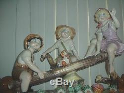 Capodimonte CHILDREN ON THE SEE-SAW Porcelain Figurine Made in Italy