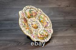 Capodimonte Decorative Porcelain Relief Vase Plate Hand Painted Mid Century 60