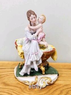 Capodimonte Italian Porcelain Hand Painted Mother And Baby Figure