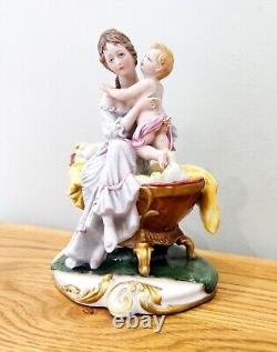 Capodimonte Italian Porcelain Hand Painted Mother And Baby Figure