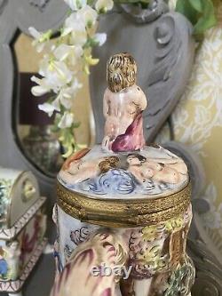 Capodimonte Porcelain Jug/ Pitcher/ Jar Hand Painted Vintage