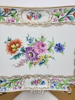 Carl Thieme Dresden Germany Floral Hand Painted Porcelain Tray 10 3/4 X 8