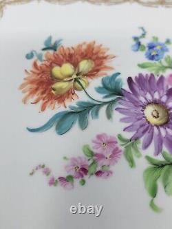 Carl Thieme Dresden Germany Floral Hand Painted Porcelain Tray 10 3/4 X 8