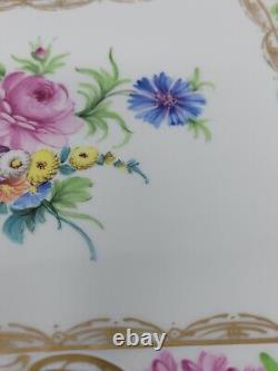 Carl Thieme Dresden Germany Floral Hand Painted Porcelain Tray 10 3/4 X 8