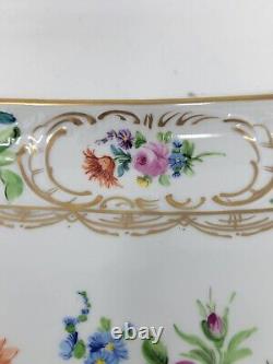 Carl Thieme Dresden Germany Floral Hand Painted Porcelain Tray 10 3/4 X 8