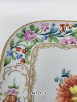 Carl Thieme Dresden Germany Floral Hand Painted Porcelain Tray 10 3/4 X 8