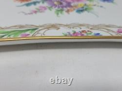 Carl Thieme Dresden Germany Floral Hand Painted Porcelain Tray 10 3/4 X 8