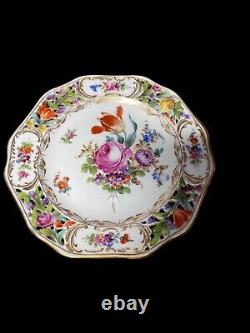 Carl Thieme Dresden Hand Painted & Gilt Reticulated Bread Plates (8) 1902-10