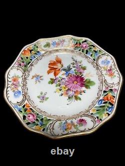 Carl Thieme Dresden Hand Painted & Gilt Reticulated Bread Plates (8) 1902-10