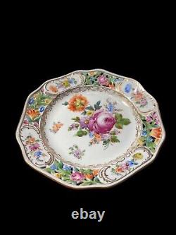 Carl Thieme Dresden Hand Painted & Gilt Reticulated Bread Plates (8) 1902-10