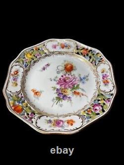 Carl Thieme Dresden Hand Painted & Gilt Reticulated Bread Plates (8) 1902-10