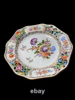 Carl Thieme Dresden Hand Painted & Gilt Reticulated Bread Plates (8) 1902-10