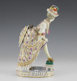 Carl Thieme Erotic Porcelain Figurine Surprise under bustle. Handpainted & Gilt