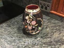 CarltonWare England Hand Painted Noir Royale Persian Garden Vase 21 cm Tall VGC