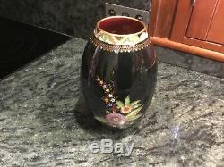 CarltonWare England Hand Painted Noir Royale Persian Garden Vase 21 cm Tall VGC