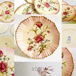 Carltonware Pink Hand Painted Antique Dessert Plates