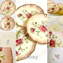 Carltonware Pink Hand Painted Antique Dessert Plates