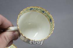 Caughley Hand Painted Barbeaux Cornflowers & Gold Coffee Cup & Saucer Circa 1795