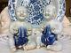 Chinese Antique 18th C Porcelain Rare Pair Of Seated Boys Blue White Figures