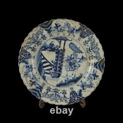 Chinese Antique Blue & White Porcelain Plate Qing Dynasty Dish KangXi-Marked