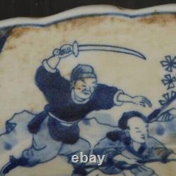 Chinese Antique Blue & White Porcelain Plate Qing Dynasty Dish KangXi-Marked