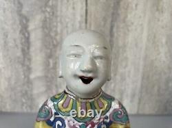 Chinese Antique Famille Rosr Porcelain Boy Incense Holder Ding Dynasty 17cm Tall