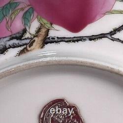 Chinese Antique Famille Verte Peach Porcelain Plate Qing Dynasty QianLong-Marked