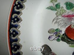 Chinese Antique Famille rose Handpainted Plate Signed Porcelain China 27cm 10.5