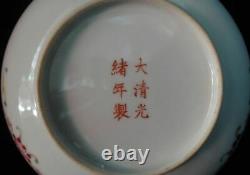Chinese Antique Hand Painted Flowers Porcelain Plate Marked GuangXu