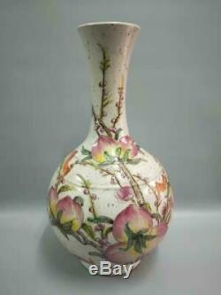 Chinese Antique Hand-painting Famille Rose Peach Porcelain Vase Collection Old