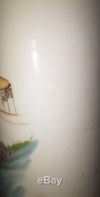 Chinese Antique Porcelain Hand Painted Famille Vase with Artist Sign Dated 1930