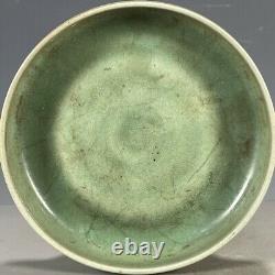 Chinese Antique Ru Kiln Tripod Porcelain Plate Song Dynasty Collectable Bowl-MK