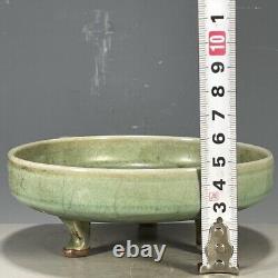 Chinese Antique Ru Kiln Tripod Porcelain Plate Song Dynasty Collectable Bowl-MK