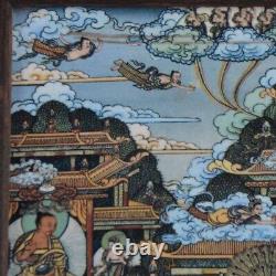 Chinese Antique Tangka Porcelain Wall Decor Buddhism JingDeZhen Vintage-Framed