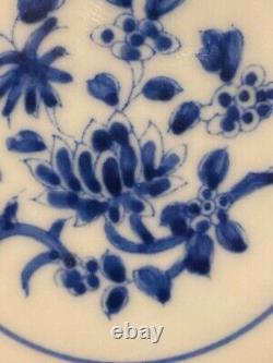 Chinese Blue &White Handpainted flower Bowl Signed Porcelain China