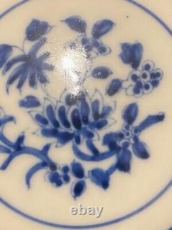 Chinese Blue &White Handpainted flower Bowl Signed Porcelain China