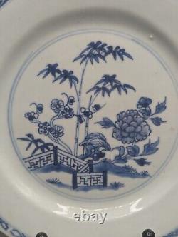 Chinese Blue & White Porcelain Plate Garden Scene Qianlong Period (1736-1795)