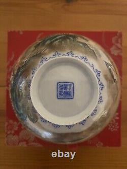 Chinese Eggshell Porcelain Bowl Figurative 20th C Republic 1912-49 Original Box