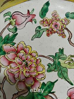 Chinese Enamel Plate With Painted Flowers