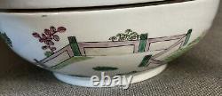 Chinese Export Republic Period Hand Painted People Porcelain Covered Bowl Vtg