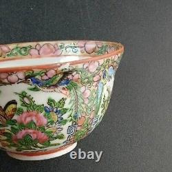 Chinese Famille Rose Canton Antique Bowl Lid Saucer Pair Set of 2