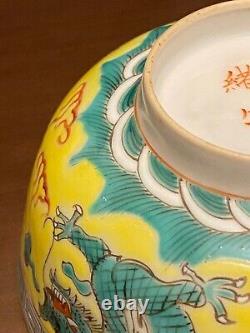 Chinese Famille rose Blue &White Handpainted Dragon Bowl Signed Porcelain China