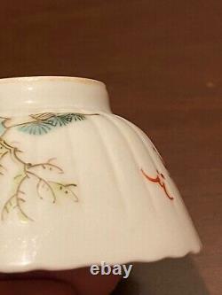 Chinese Famille rose Blue &White Handpainted bird Bowl / Cup Signed Porcelain